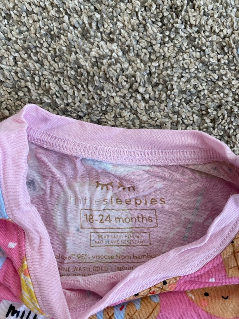 Little Sleepies 18-24 month Girls' Pink Cookies & Milk Print Pajama Set - Picture 2 of 6